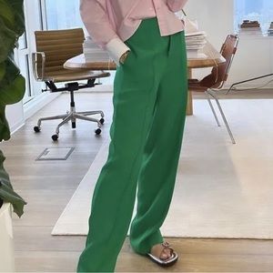 J.Crew high rise crepe Trouser Pant in Brilliant Kelly Green